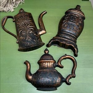 Vintage 1974 Dart Industries Copper-Tone Resin Kitchen Wall Hangings – Set of 3
